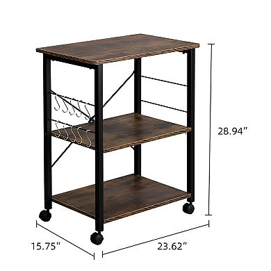 Bakers Rack 3-tier Kitchen Utility Microwave Oven Stand Storage Cart Workstation Shelf
