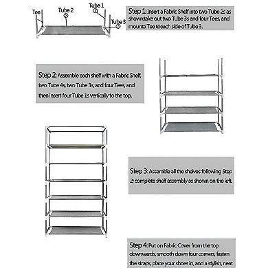 Fashionable Room-saving 9 Lattices Non-woven Fabric Shoe Rack - Rose Red