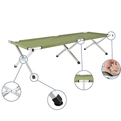 Portable Folding Camping Cot With Carrying Bag - Army Green