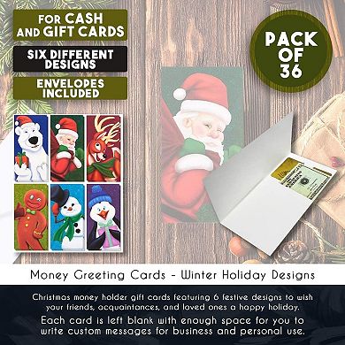 36x Christmas Cards with Envelopes Blank Greeting Cards Money Gift Card Holder