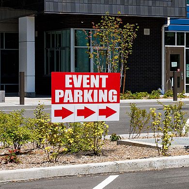 6 Pack Corrugated Plastic Parking Signs For Event With Stakes, 3 Designs, 12x17"