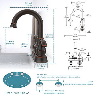 Oil Rubbed Bronze Bathroom Faucet With 2-handle And 360 Degree Rotating Spout