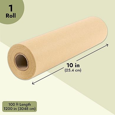 Kraft Paper Roll 10 X 1200 In, Brown Shipping Paper For Gift Wrapping (100 Feet)