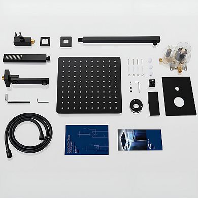 Folding Bathtub Shower Faucet, Rain Shower Head System - Black