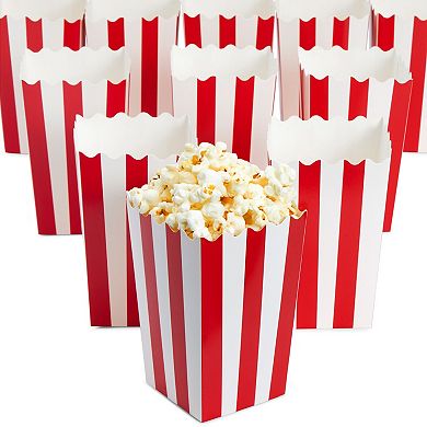 100 Mini Popcorn Boxes 3x5 Party Snack Favor Treat Containers Red/white, 20 Oz