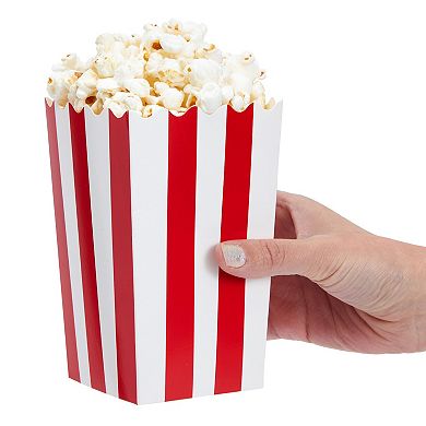 100 Mini Popcorn Boxes 3x5 Party Snack Favor Treat Containers Red/white, 20 Oz