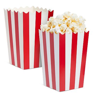 100 Mini Popcorn Boxes 3x5 Party Snack Favor Treat Containers Red/white, 20 Oz