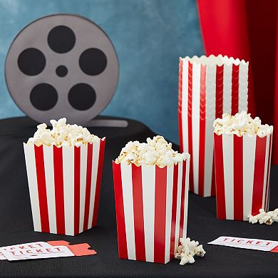 100 Mini Popcorn Boxes 3x5 Party Snack Favor Treat Containers Red/white, 20 Oz