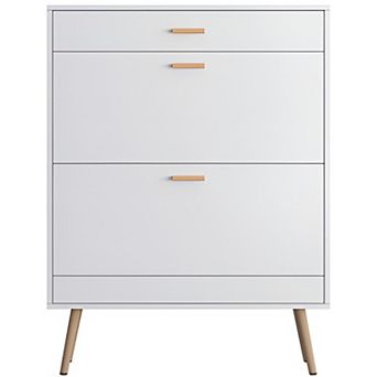 Shoe Cabinet, 16 Pair Shoe Rack Storage Organizer With 2 Flip Drawers