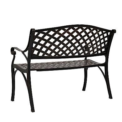 Outdoor Cast Aluminum Bench With Mesh Backrest Seat Surface