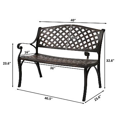 Outdoor Cast Aluminum Bench With Mesh Backrest Seat Surface