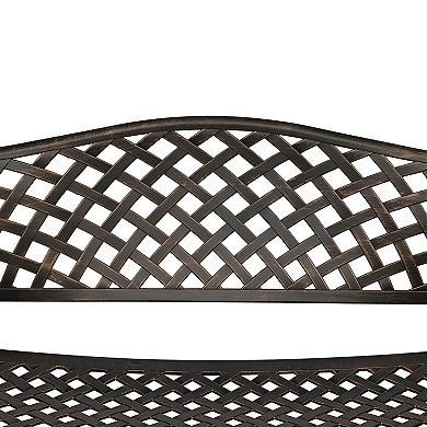 Outdoor Cast Aluminum Bench With Mesh Backrest Seat Surface