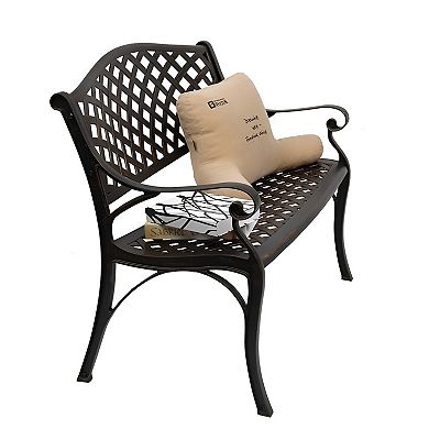 Outdoor Cast Aluminum Bench With Mesh Backrest Seat Surface