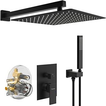 Male Npt Bathtub Shower Faucet Set, Waterfall Tub Faucet With 12-inch Matte