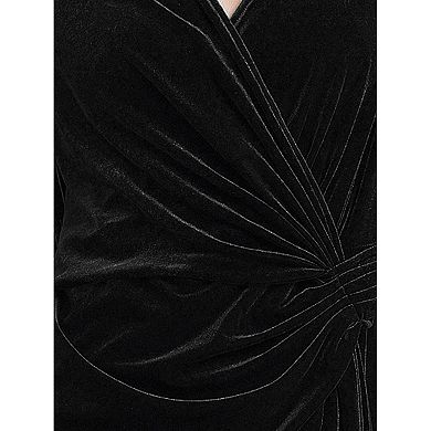 Velvet Cocktail Dress for Women's Wrap V Neck Evening Party Maxi Dresses