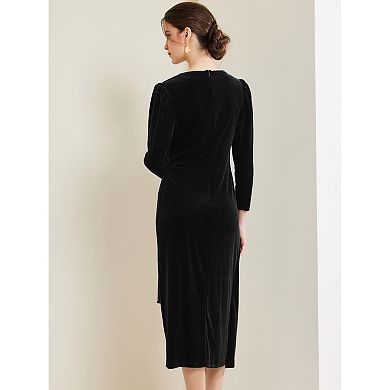 Velvet Cocktail Dress for Women's Wrap V Neck Evening Party Maxi Dresses