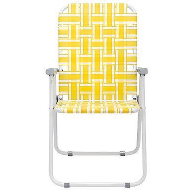 Steel Tube PP Webbing Folding Beach Chair, Lightweight, Durable, and Easy to Clean (2 Pieces)