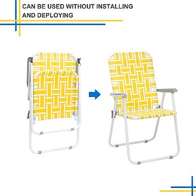 Steel Tube PP Webbing Folding Beach Chair, Lightweight, Durable, and Easy to Clean (2 Pieces)