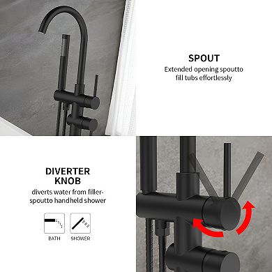 Floor Mount High Flow Shower Faucets With Handheld Shower