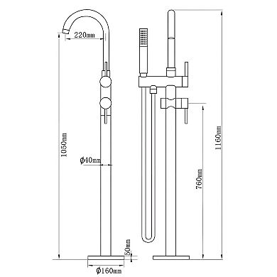 Floor Mount High Flow Shower Faucets With Handheld Shower