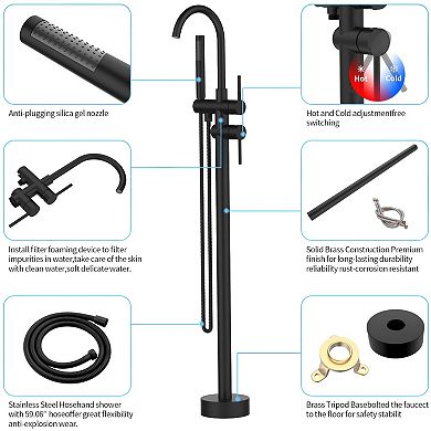 Floor Mount High Flow Shower Faucets With Handheld Shower