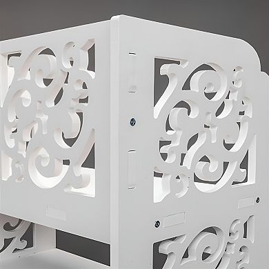 Wood-plastic Board Five Tiers Carved Shoe Rack - White