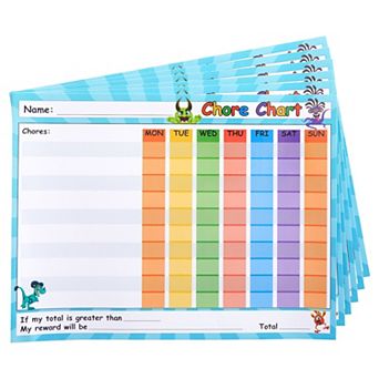 6 Pack Dry Erase Chore Chart For Kids, Reward Board With Self-adhesive, 14.5x11"