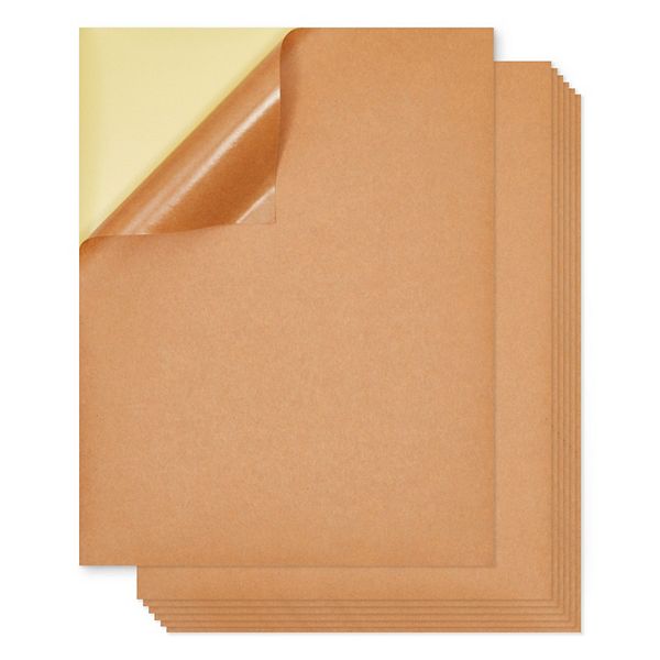 48 Pack Kraft Paper Sticker Paper, Full Sheet Printable Brown Labels, 8 ...