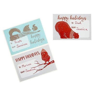 504 Pcs Christmas Labels Stickers Tags For Gifts Wrapping, Winter Animal Designs