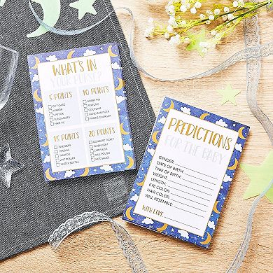 Set Of 5 Over The Moon Baby Shower Games For 50 Guests, Stars Theme