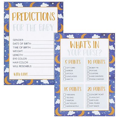 Set Of 5 Over The Moon Baby Shower Games For 50 Guests, Stars Theme