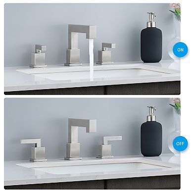 Waterfall Bathroom Faucets For Sink 3 Hole, 2-handles Pop Up Drain