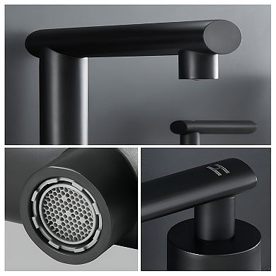Matte Black Widespread Bathroom Faucet, Waterfall Bathroom Faucets for Sink 3 Hole