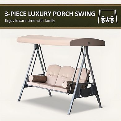 Arc-Shaped Canopy Swing - Comfortable Seating for Two - Brown