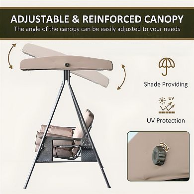 Arc-Shaped Canopy Swing - Comfortable Seating for Two - Brown