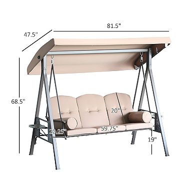 Arc-Shaped Canopy Swing - Comfortable Seating for Two - Brown
