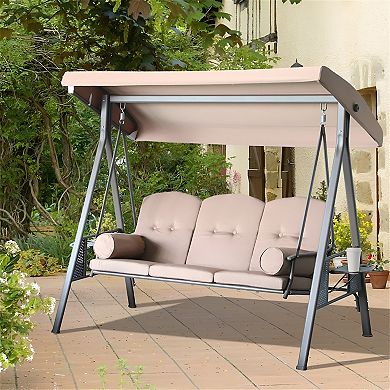 Arc-Shaped Canopy Swing - Comfortable Seating for Two - Brown