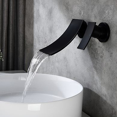 Sleek Wall Mounted Bathroom Waterfall Faucet - Modern Design with Smooth Water Flow