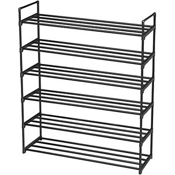 6 tier Shoe Rack Shoe Tower Shelf Storage Organizer For Bedroom, Entryway- Black