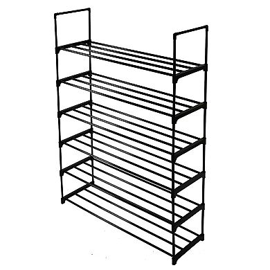 6 Tiers Shoe Rack Shoe Tower Shelf Storage Organizer For Bedroom, Entryway- Black