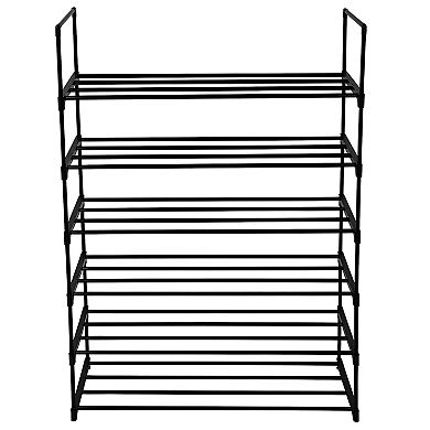 6 Tiers Shoe Rack Shoe Tower Shelf Storage Organizer For Bedroom, Entryway- Black