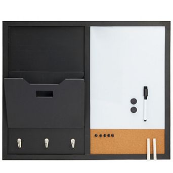 Message Center Bulletin Board - Magnetic Message Board Wall Organizer With Hooks