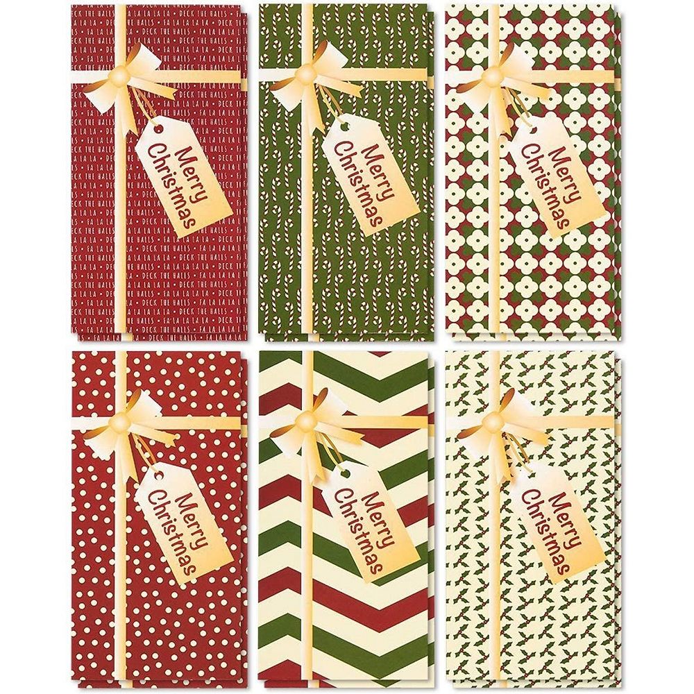 36 Pack Merry Christmas Money Cards with Envelopes in 6 Festive Designs ...