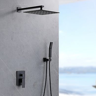 Shower System Shower Faucet Combo Set Wall Mounted With 12" Rainfall Shower Head