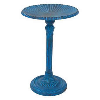 Sunnydaze Art Deco Sunburst Metal Bird Bath - Blue Patina - 14 in