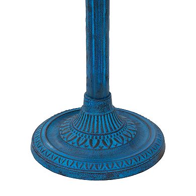 Sunnydaze Art Deco Sunburst Metal Bird Bath - Blue Patina - 14 In