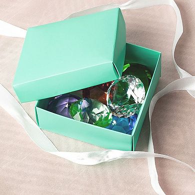 24 Pack Small Turquoise Gift Boxes with Lids & Ribbon for Presents, 3.7x3.7x1.6"