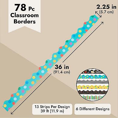 6 Rolls 234 Feet Of Scalloped Bulletin Board Borders For Classroom Decor, 78 Pcs