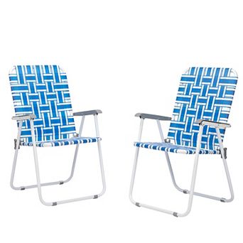 Convenient Folding Beach Chair, Steel Tube and PP Webbing Perfect for Outdoor Relaxation - 2 pc