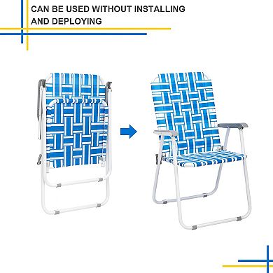 Convenient Folding Beach Chair, Steel Tube and PP Webbing Perfect for Outdoor Relaxation - 2Pcs